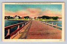 Panama City FL-Florida Municipal Pier Looking Toward City Park Vintage Postcard picture
