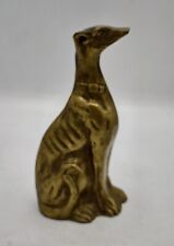 Vtg Metal Brass Sitting Greyhound Whippet Dog Figurine Statue Sculpture 6.75” picture