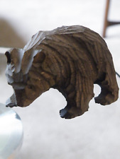 VINTAGE Hand Carved WOOD miniature GRIZZLY BEAR Figurine 1-3/4