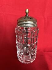 Antique 4 inch Glass Salt Shaker with Alden Agitator and Waffle Octagon Pattern picture