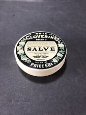 Vintage Tin  White Cloverine Brand Salve Turpentine White Wax Tyrone Pa Empty picture