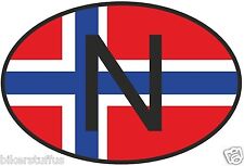 N NORWAY COUNTRY CODE OVAL WITH FLAG STICKER LAPTOP STICKER WINDOW STICKER  picture