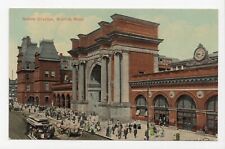 Busy Street View North Station Boston Massachusetts Lithograph Unposted Postcard picture