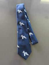 Vintage Schnauzer Dog Necktie Tie  Schenker Original Navy Blue Width 3.5”  GB17 picture