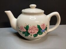 Vintage Interpur White W/ Pink Roses Teapot 1989 - 5” Tea Party picture