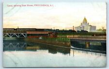 Postcard Canal, showing State House, Providence RI H104 picture