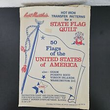 Vintage AUNT MARTHA'S Hot Iron Transfer State Flag Quilt Flags Of US Grannycore picture