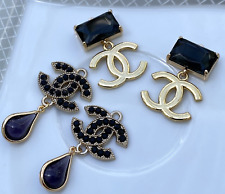 Chanel Stamped Button parts Lot 4 Set Crystal Designer Pendant CC Charm Logo picture