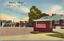 Vintage LOGAN, Utah Postcard OSKAR'S MOTEL Highway 89 / 91 Roadside LINEN c1950s picture