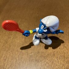 Vintage 1978 Schleich Smurf Tennis Player Figure With Red Racket picture