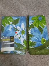 2Vintag Cannon Bedspreads Flower Power Green Fringe celestial blue New Old Stock picture