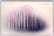 1910's CHICAGO ILLINOIS CITY HALL PURPLE LAVENDER AIRBRUSHED EMBOSSED POSTCARD picture