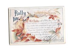 Vintage Rally Day Postcard 1913 - Religious Invitation Birds & Leaves Design picture