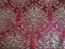 7.5 yards~Urn of Flowers Scrolls Antique Red Satin Damask Jaquard Fabric~Heavy picture