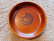Japanese Wooden Bowl with Rabbit Detailing - Signed 