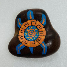 Vintage 1970s Hand Painted Turtle Lucky Charm Stone Smooth Rock 2” Nat. Amer. 31 picture