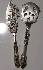 Pair Of Vintage Ornate Silver Tone Serving Utensils picture