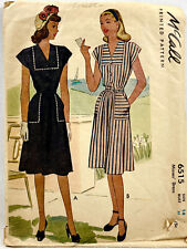 1946 McCall Sewing Pattern 6515 Womens Dress 2 Styles Sz 14 32 Bust Vintag 13171 picture