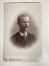 Vintage 1890 Cabinet Card Man With Mustache Wearing Coat And Tie picture