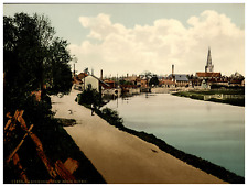England. Abingdon. View from River. Vintage Photochrome by P.Z, Photochrome Z picture