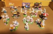 Hoppy Hollow Easter Bunny Village Figures - 2004, Vintage, 13 Pieces Pre-owned  picture