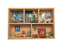 Vintage Handmade Wooden 3D Diorama Shadow Box Miniatures Christmas Holiday Scene picture