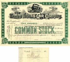 United States Car Co. issued to and signed by J.S. Bache - Autographed Stocks &  picture
