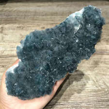 800G Natural Blue Fluorite Mineral Samples Quartz Crystal Cluster picture