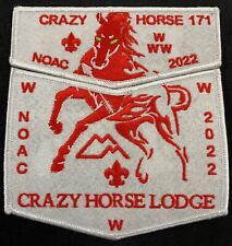 CRAZY HORSE OA 171 BSA BLACK HILLS AREA FLAP HORSE 2022 FELT NOAC 2-PATCH MINT picture