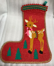 Vintage Wright’s Christmas Craft Creations Felt Stocking Santa’s Helper Reindeer picture