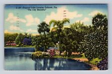 Orlando FL-Florida, Tropical Lake Lucerne, Antique, Vintage c1953 Postcard picture