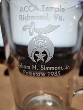 ACCA Temple Richmond, VA 1985 Beer Banquet Glass Pitcher Shriners Masons picture