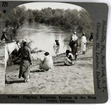 PALESTINE, Pilgrims Receiving Baptism in the River Jordan--#721 Keystone*     picture