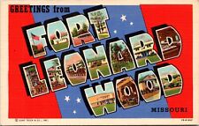 Linen Postcard Large Letter Greetings From Fort Leonard Wood, Missouri picture