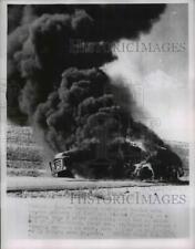 1955 Press Photo Gasoline Transport Truck collides with Bus Carlsbad New Mexico picture