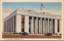Binghamton, New York Postcard U.S. POST OFFICE Street View /Curteich Linen c1939 picture