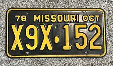 1978 Missouri License Plate # X9X152 Black And Yellow Tag picture