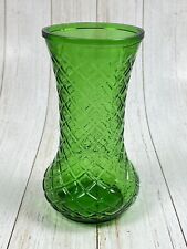 Vintage Hoosier Glass Diamond Green Glass Vase  4086 - 5 picture