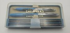 Vintage 60s 70s MCM Shaeffer 's Blue Plastic Chrome Cartridge Pen and Pencil Set picture