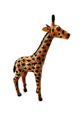 Vintage Leather Wrapped Giraffe Figurine Statue Hand Painted Africa Safari 10