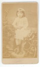 Antique CDV Circa 1870s Adorable Lovely Little Girl in White Dress and Bow picture
