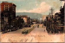 Postcard Reading PA Penn Street looking East from 5th street view undivided back picture
