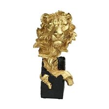 Lion Head Lion Bust Statue Decor in 9.15”H, Lion Collectible Lion Bust-Gold picture