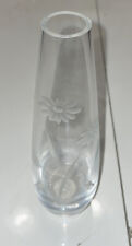 Vintage Lenox Thick Lead Crystal Etched Floral Design Vase picture