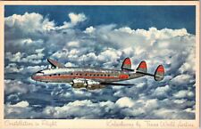 Airplanes-Trans World Airlines, Constellation In Flight Vintage Postcard picture