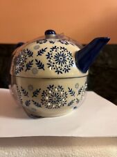 Yokohama Studio Hand Painted Teapot & Cup Mug Duo Set Blue picture