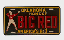 1957 Oklahoma BG REDS Sooners Booster License Plate Wahoo McDaniels Wrestler picture