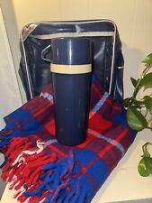 Pack A Robe Stadium Blanket Thermos Set Vintage Red And Blue New Montana W/ Bag picture