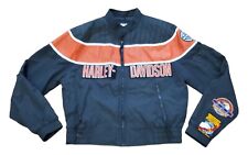 Vintage Harley Davidson Racing Bomber Jacket With Patches Size Large Made USA picture