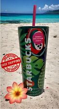 NEW-Starbucks HAWAII COLLECTION Palm Leaf Tropical Fruit Stainless 24oz Tumbler picture